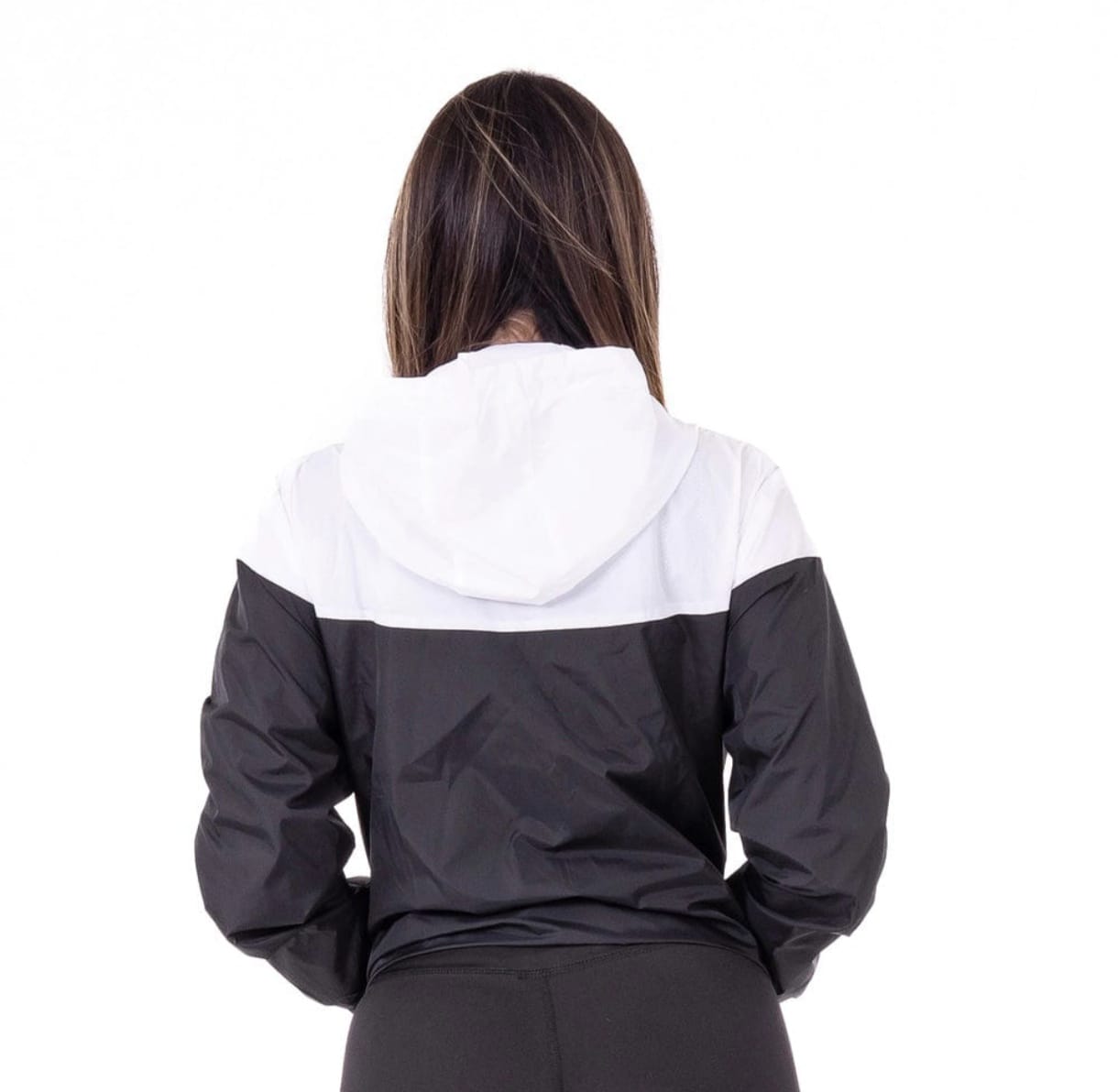 Chaqueta Rompevientos Mujer Blanco y Negro